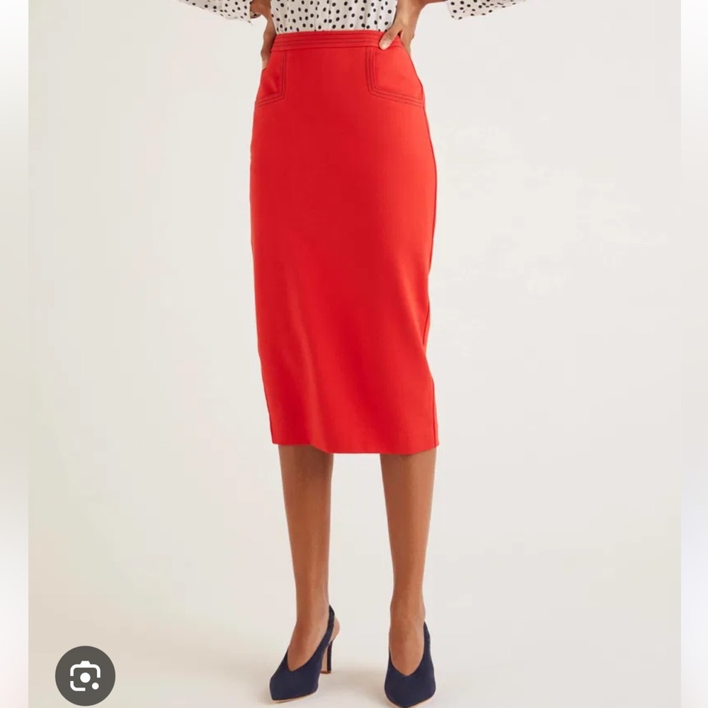 Boden Bright Red Pencil Skirt - Picture 2 of 7